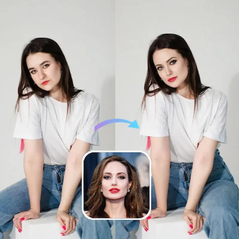 Smooth face swapping across every frame showing consistent lighting and blending throughout the animation.