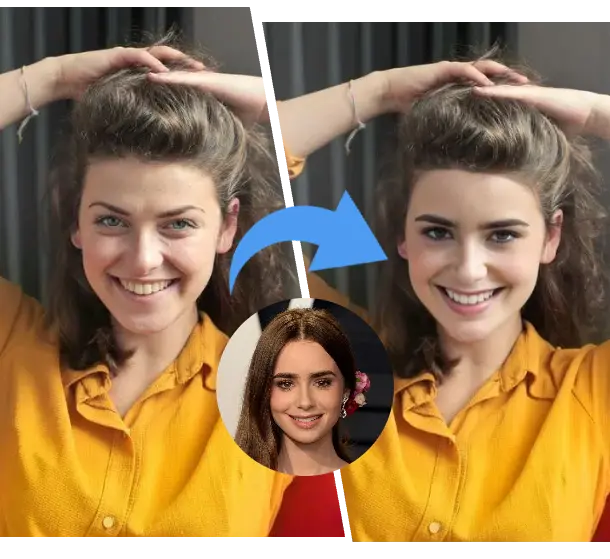 Advanced AI in Free Face Swap creating seamless blending with matched lighting, angles, and skin tones.