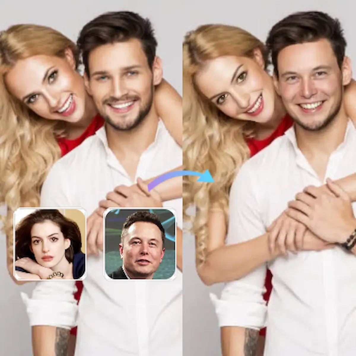 Multiple Face Swap showing assignment of different target faces to each person in the media.