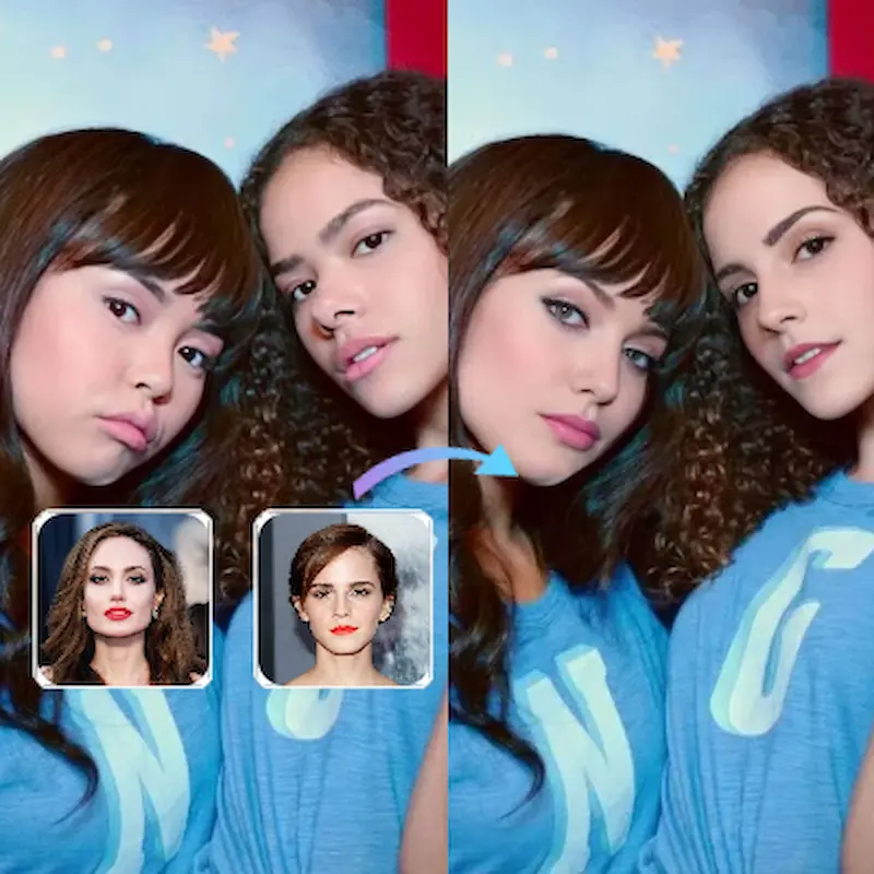 Realistic blending for every face showing natural and consistent face swaps with matched lighting and skin tones.